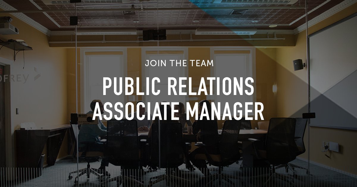 GodfreyB2B's tweet photo. We're looking for an energetic, disciplined and skilled public relations professional to execute high-impact PR programs for B2B clients across a variety of industries. Check out the description for PR Associate Manager. https://t.co/nyDrqMhRpy #PRjobs #TeamGodfrey https://t.co/q3ZSKKA33l