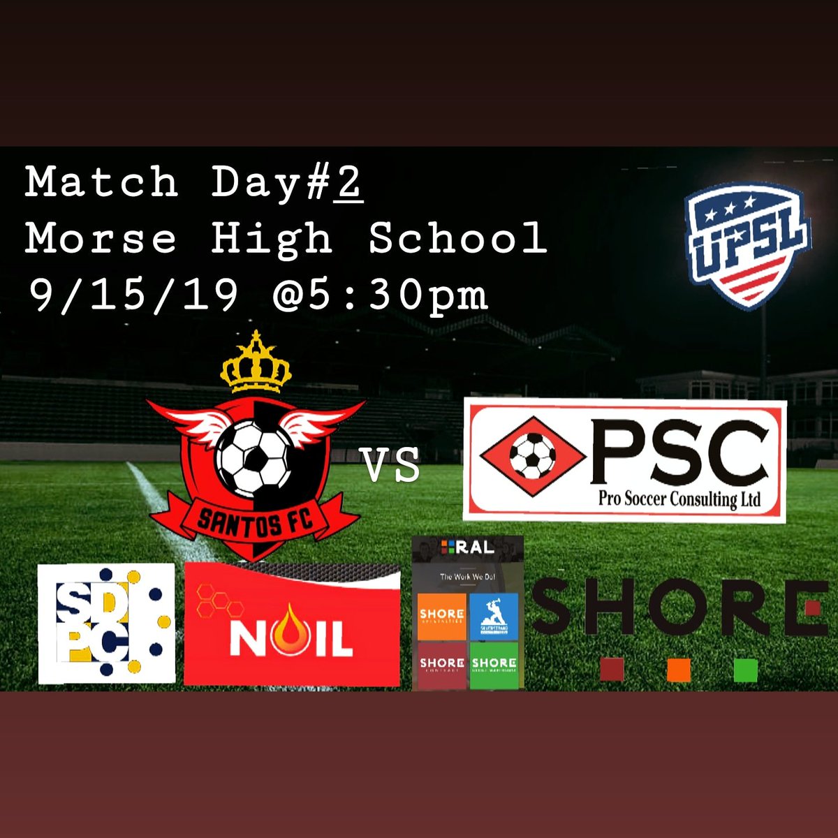 santosfcupsl's tweet photo. Game Day Alert!! 1st Home Game On Match Day #2 Come Out &amp; Support #santosfc #allday #upsl #soccer #risingteam #sd #tj #la #wearesantosfc @UPSLsoccer https://t.co/6DWQBT3kTJ