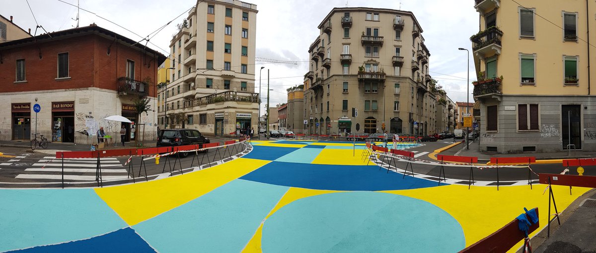 CorradoBina's tweet photo. (Maybe) the last tactical project  I took part in. 
And it will be the best one 😎.
Already 💙💛💙 this new public space in #Milan.
#PiazzeAperte #lesscar https://t.co/eZNts1UzMe