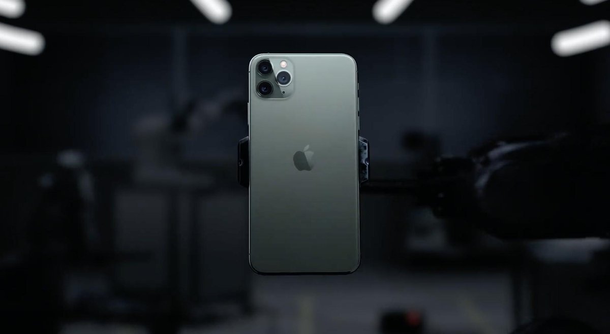 iPhone 11 Pro and 11 Pro Max

5.8” and 6.5” new OLEDs
4 matte textured glass finishes
Triple cameras: Normal, ultrawide, telephoto
A13 Bionic
4-5 hours more battery
18-watt fast charger included
Night mode camera
FaceID from ”greater angles”

11 Pro: $999
11 Pro Max: $1099