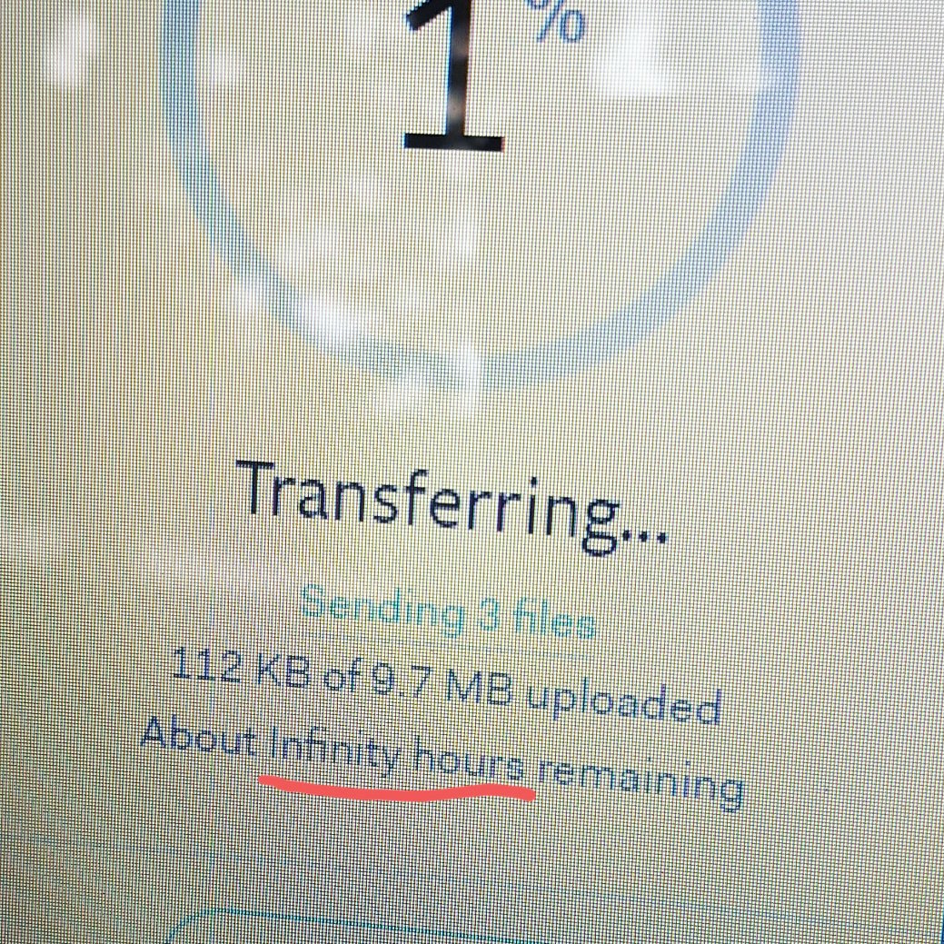 ScottTunnix's tweet image. When you're camping in the Welsh mountains and need to send files to a client... 😂 I LOVE how it's "about" infinity too... like, "Yeah, it's gonna take until the the end of time...give or take..." #voiceover #freelancer #voiceoverproblems