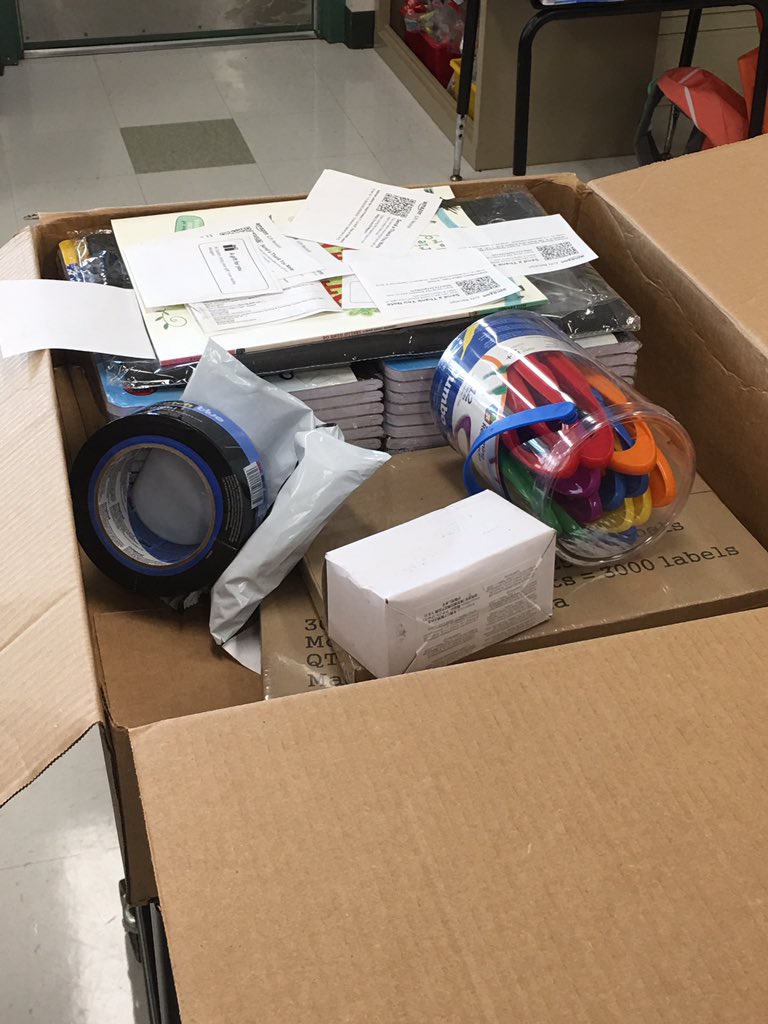 DjBarrettCruz's tweet photo. The #clearthelists supply cart is about to roll out! I can’t wait to see the Kindergarten team’s reaction when I tell them their list is cleared! #support_a_teacher #TwitterPhilanthrophy https://t.co/Zi7c33ewXB