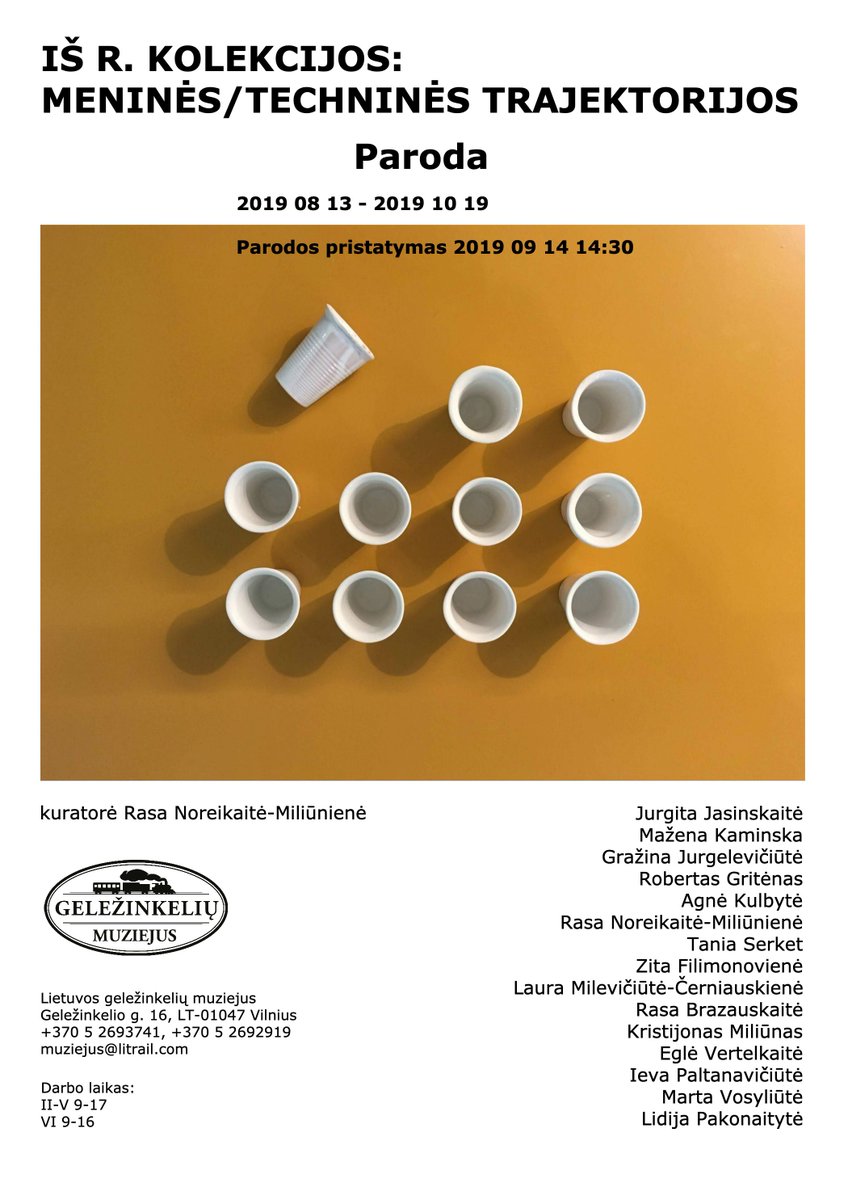 RBrazauskaite's tweet photo. IŠ R. KOLEKCIJOS: MENINĖS/TECHNINĖS TRAJEKTORIJOS
2019 08 13 - 2019 10 19
GELEŽINKELIŲ MUZIEJUS
#Vilnius #art #exhibition #painting #drawing #photography #collection #weekend #museum #gelezinkeliumuziejus https://t.co/58nkdZ3dtP