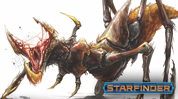paizo's tweet photo. How would you deal with one of the Swarms ferocious creatures? Such as the Swarm Dredger! With a Fire Axe? A Reaction Cannon? Oh! Or maybe a Starknife?

Choose your weapon Starfinders!

“Swarm Dredger” illustrated by Mark Molnar
#starfinder #starfinderrpg #ttrpg #tabletopgaming https://t.co/lHOvF1Bpuz