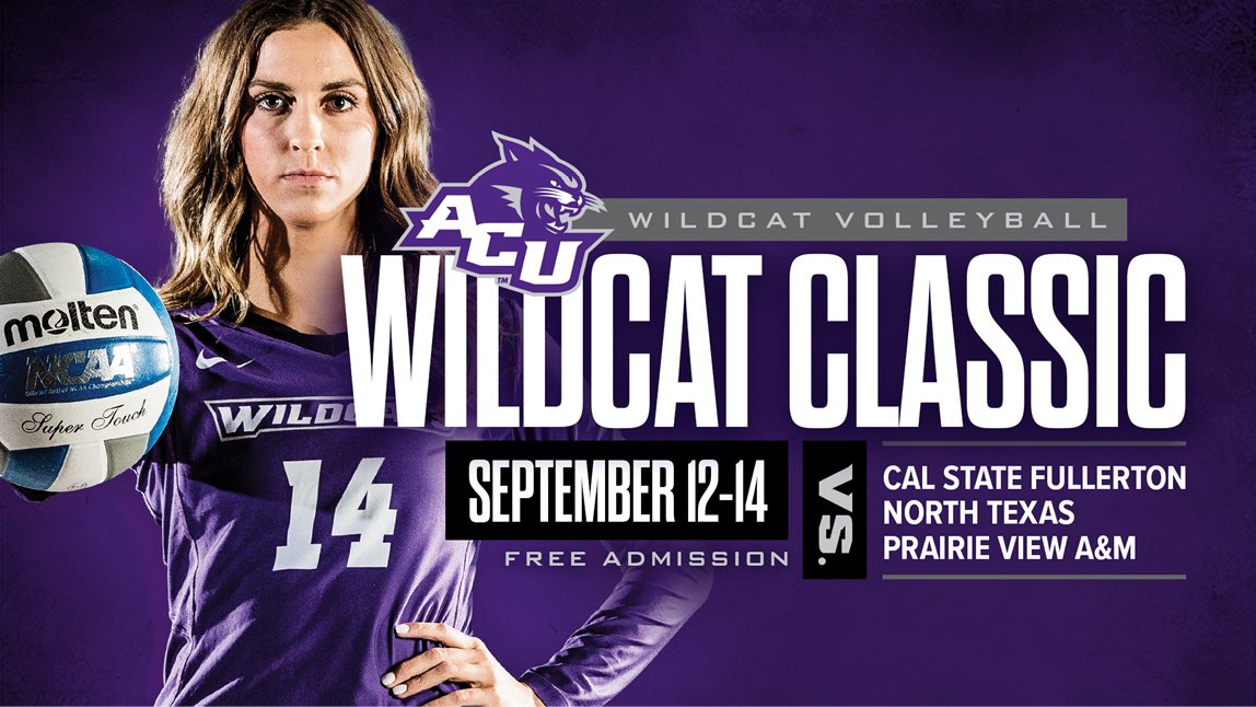 ACU_Volleyball's tweet photo. Be sure to make plans to attend the inaugural Wildcat Classic this week in Moody Coliseum!!

Matches Thursday, Friday &amp; Saturday are all FREE ADMISSION! 💯🔥

❌ Thurs. 6:00p 🆚 Cal State Fullerton 
❌ Fri. 6:30p 🆚 Prairie View A&amp;M 
❌ Sat. 2:00p 🆚 North Texas 

#OnlyTogether https://t.co/gBdDUwrCgq
