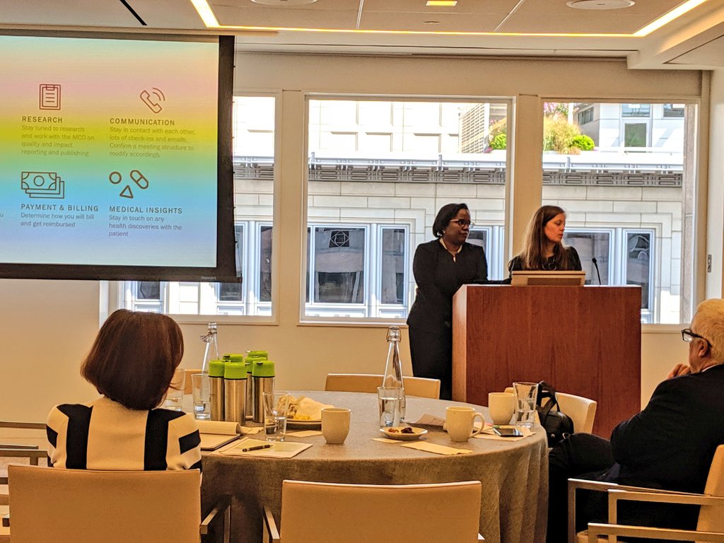 FIMCoalition's tweet photo. Dorella Walters @godslovenyc and Carrie Stoltzfus @foodandfriends talk to us about implementing healthcare contracts #fimcsymposium19 https://t.co/0159uaWzgD