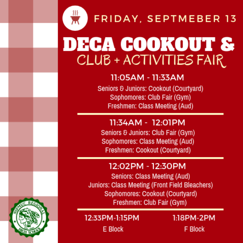 NipmucRegional's tweet photo. Looking forward to Nipmuc's DECA Cookout and Club and Activities Fair on Friday! #Nipmuc #DECA #UptonPD https://t.co/62eyaEHloB