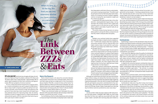 TodaysDietitian's tweet image. The food you ate may determine whether you have a restless or a refreshing night’s sleep. We review the key literature on various dietary patterns and specific dietary components and how they relate to sleep duration and quality. todaysdietitian.com/newarchives/08…