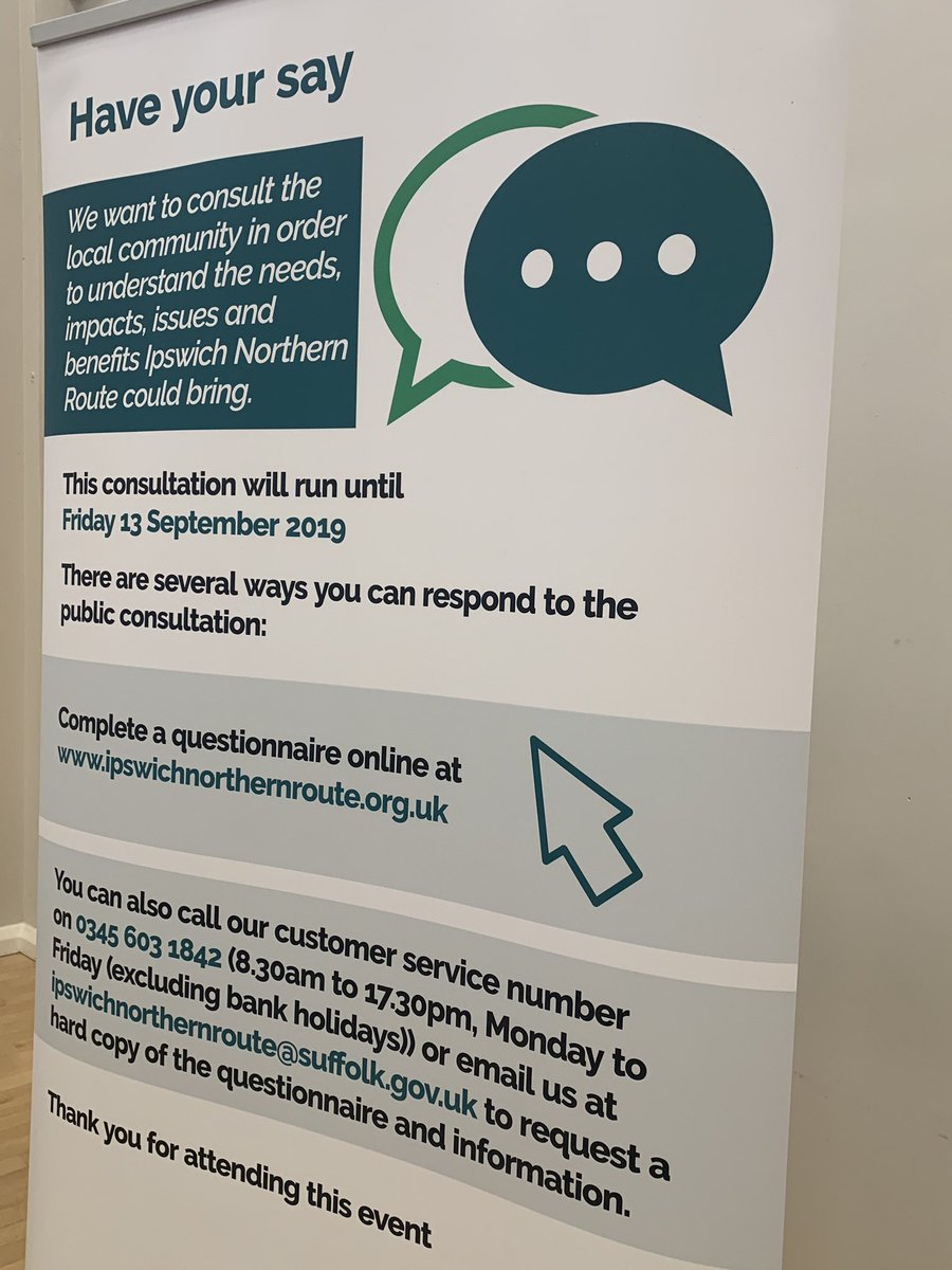 There is still time to have your say on the Ipswich Northern Route proposals. Go online and have your say now ipswichnorthernroute.org.uk/have-your-say/… - the consultation closes this Friday (13/09/19) #ipswichnorthernroute