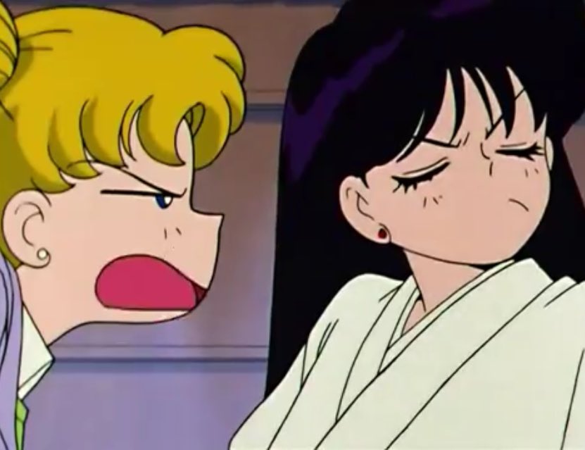UGH I SHIP USAGI AND REI SO MUCH SJFJFJSDHusagi: rei/mars is so mean huhuhu uhhhh wait what would she think of these dumplings and my hairstyle rei: usagi is a dimwit i can’t help but insult her everytime ughhh but she’s my baby you can’t touch her  #sailormoon