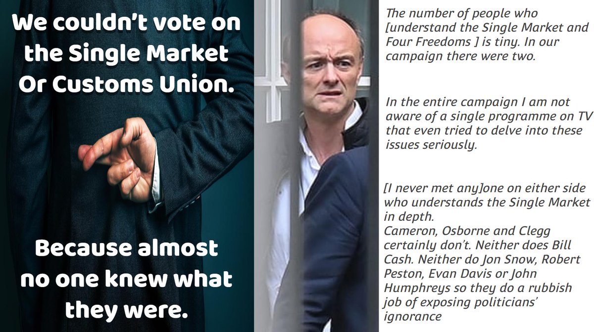 Were Single Market, Customs Union, Four Freedoms included in 2016?No, and we know that because Dominic couldn't find anyone who understood them, not a politician, lawyer, journalist, or economist. They were all "interpreted" later by Theresa May.