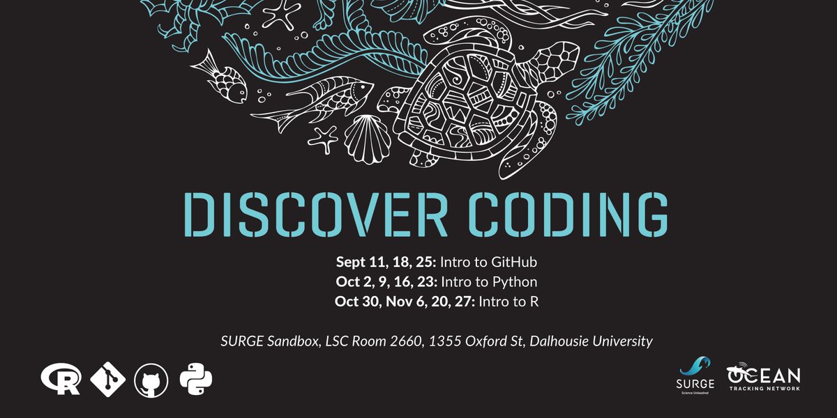 SurgeInnovation's tweet image. Hoping everyone made it through Dorian okay! We are back with our first #discovercoding series starting tomorrow in partnership with @OceanTracking ! 12:30-1:30 - come check it out! More info: discovercoding.eventbrite.ca