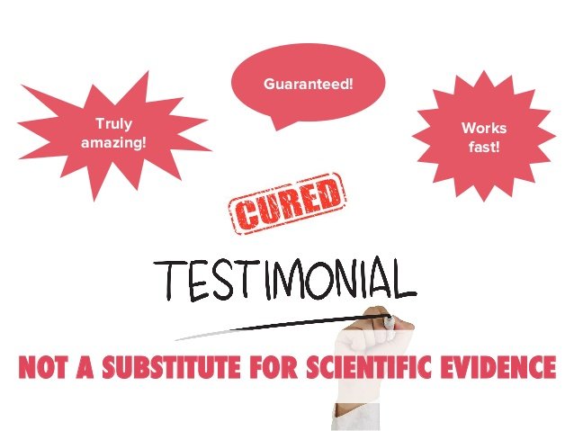 #Testimonials are NOT, and can NEVER be, a substitute for scientific evidence. Please be a #SmartConsumer, especially when it comes to #herbal #supplements.