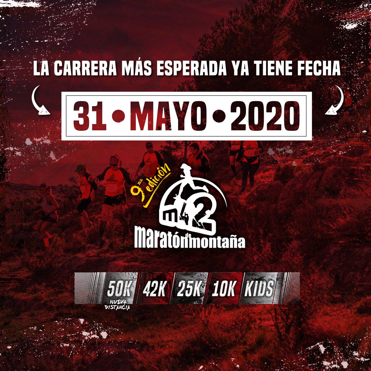 MaratonM42's tweet photo. UNA FECHA PARA RESERVAR 📝
🔥 #MaratonM42 🔥

📆 La fiesta de los corredores ya tiene fecha, el DOMINGO 31 DE MAYO DE 2020 los esperamos en Villa Ventana para ser parte de la NOVENA EDICIÓN de una carrera que no para de crecer.

🙋‍♂ ¿Quién viene? 🙋‍♀
Organiza: FC Producciones https://t.co/HyErS4ETyC