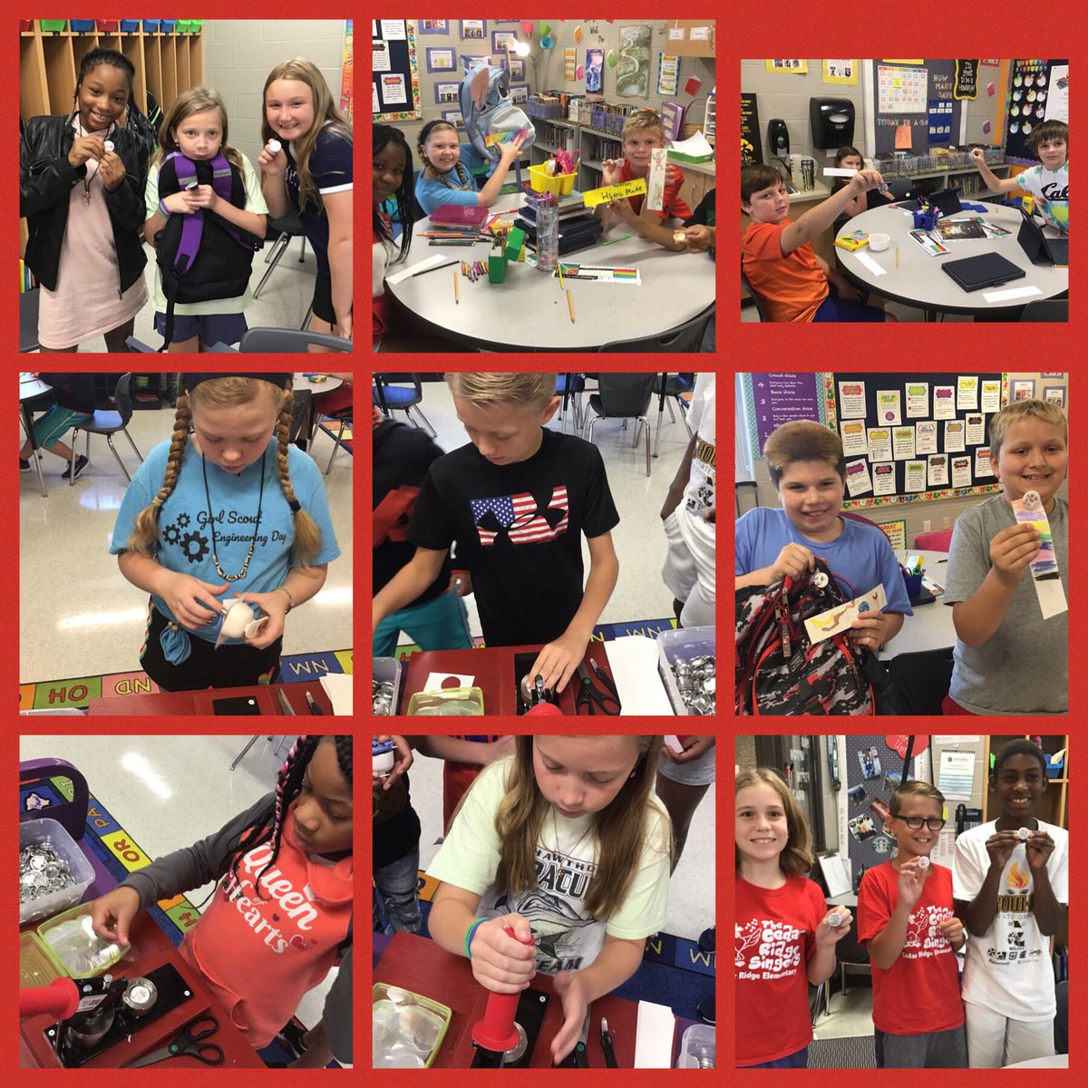 AbbeyUpton's tweet image. Button, button, we made a button! @MattVillasana we barely survived without you, but we didn’t break anything! #CRFamily #creteach  #cre219