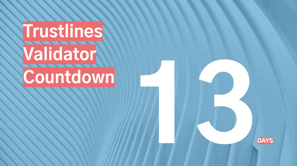TrustlinesFound's tweet photo. In preparation for the launch of the first Trustlines validator auction, the registration for new validator candidates will close on Sunday, September 22nd at 11:59PM CET, giving you 13 days left to sign up! Learn more about how to sign up online or offline below. ⬇️ https://t.co/589COYzJU1