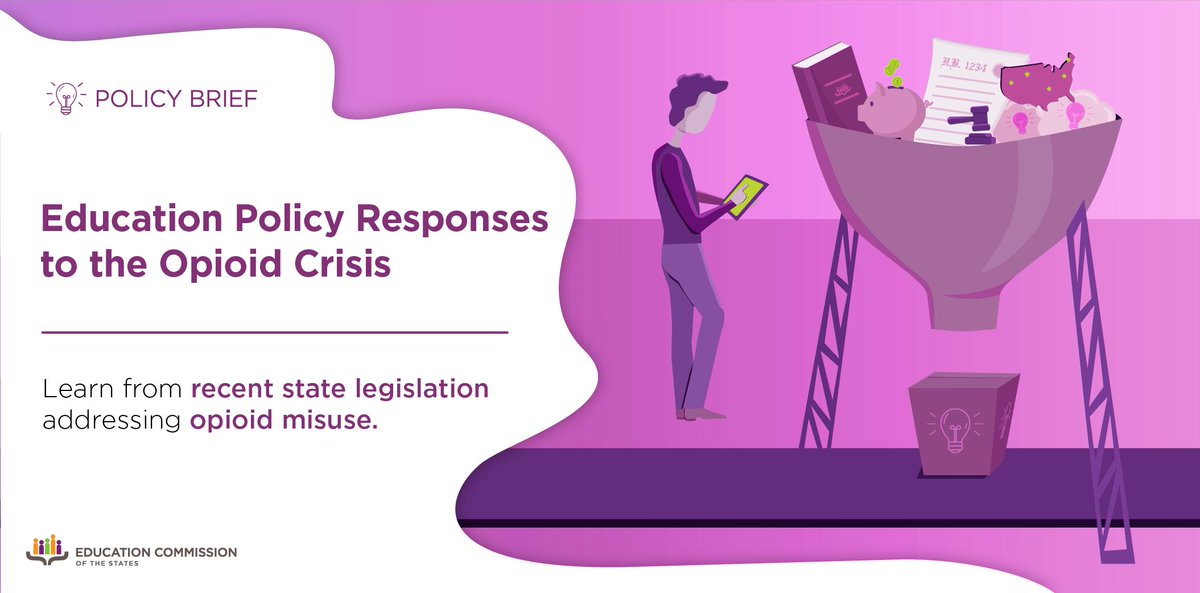 EdCommission's tweet photo. State policies are shifting to include education on #opioid misuse &amp; allow the use of opioid overdose reversal medication in schools. Get the specifics in our new resource -  https://t.co/BVoWa4UbpT #EdPolicy #OpioidEpidemic https://t.co/DzRY65Wjmz