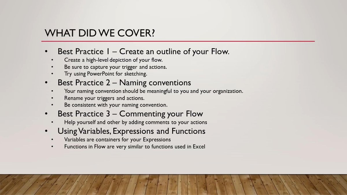 kamleshrao's tweet image. Summary of #BestPractices and #Tips covered by @Anton_Rob_Benz at #FlowConf2019 @MicrosoftFlow