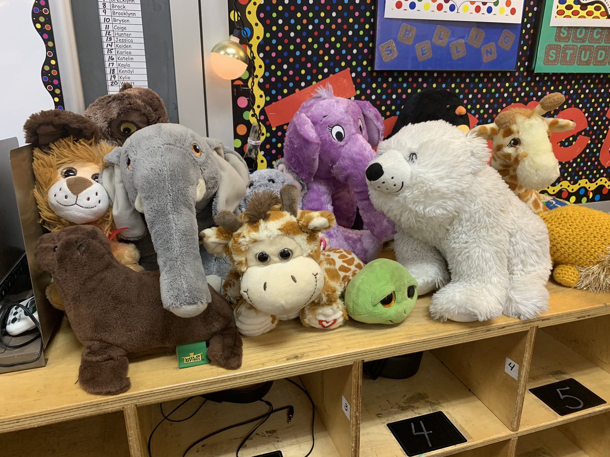 capper2teach's tweet image. These are the night zoo animals that I pass out for the things listed on the certificates. They keep the animal at their desk for the day. Kids love it!