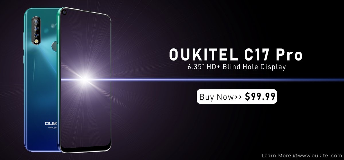oukitelmobile's tweet image. View clear, view Bigger with 6.35inch HD+ display on #OUKITEL #C17Pro,
And the Blind hole style display gives you more viewing area and more style

Buy now at $99.99 &amp;gt;&amp;gt;&amp;gt;&amp;gt; bit.ly/C17_Pro

#TripleCamera #BlindHole #Display #Flashsale