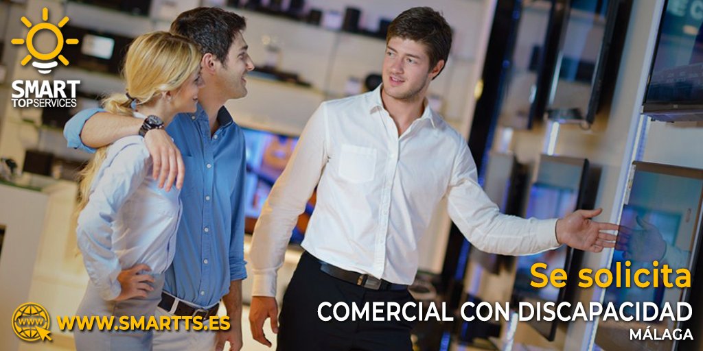 SmartTopService's tweet photo. #EmpleoMalaga | Comercial para Málaga capital.
-
🔅 Se requiere:
     ✔ Certificado de #discapacidad
     ✔ Experiencia
     ✔ Persona con capacidad de planificación y organización
-
📩 Envía tu CV ahora mismo a recepcioncv@smartts.es

#EmpleoEspaña https://t.co/dDFQkvsWza