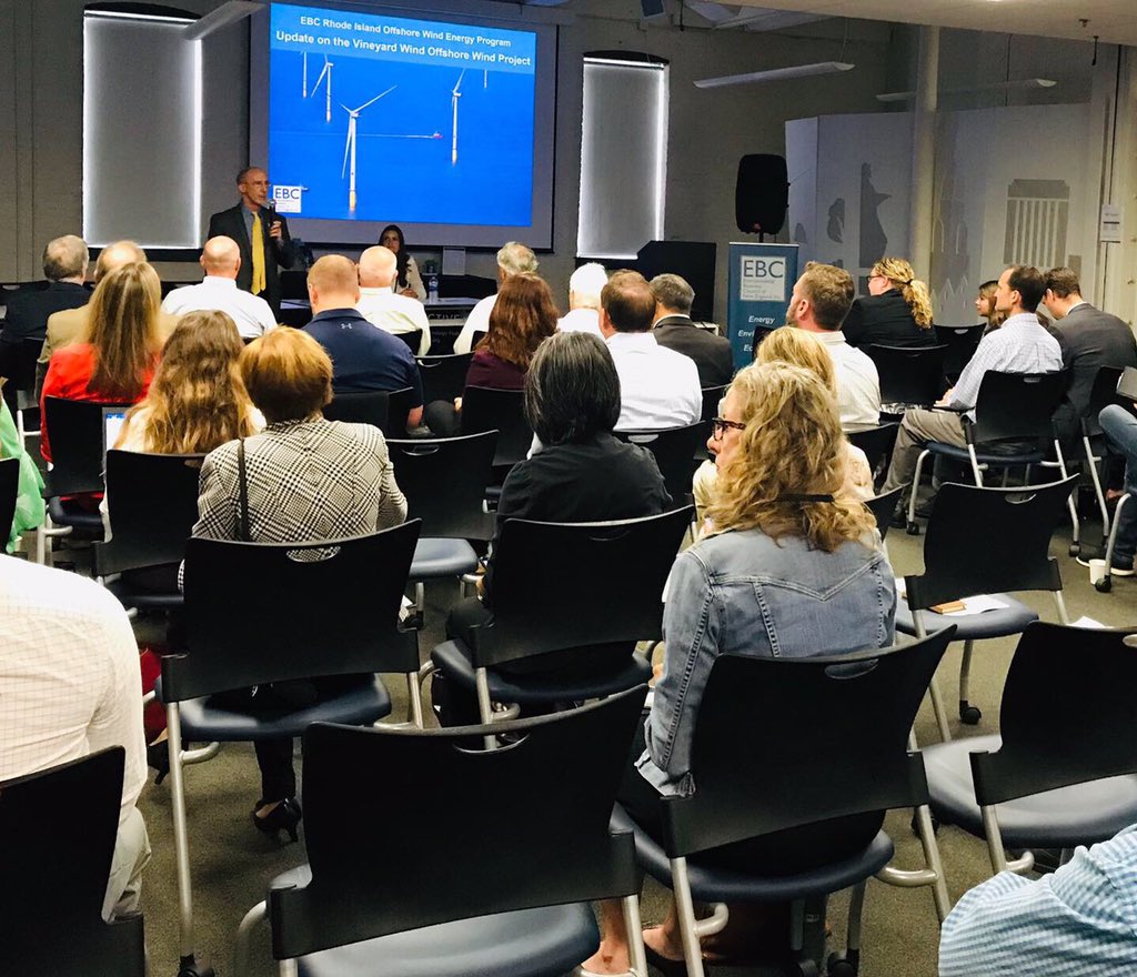 VineyardWindRI's tweet photo. We’re in Providence this morning to discuss our project and offshore wind in the region. Thanks to @ebcne and @GZAGeoEnv for hosting and co-panelists @nature_org @CLF @preservecapecod @Brown_EnvSoc #blountboats and #rpsnorthamerica.  #offshorewind #renewableenergy #greenjobs https://t.co/5naONl3NrA
