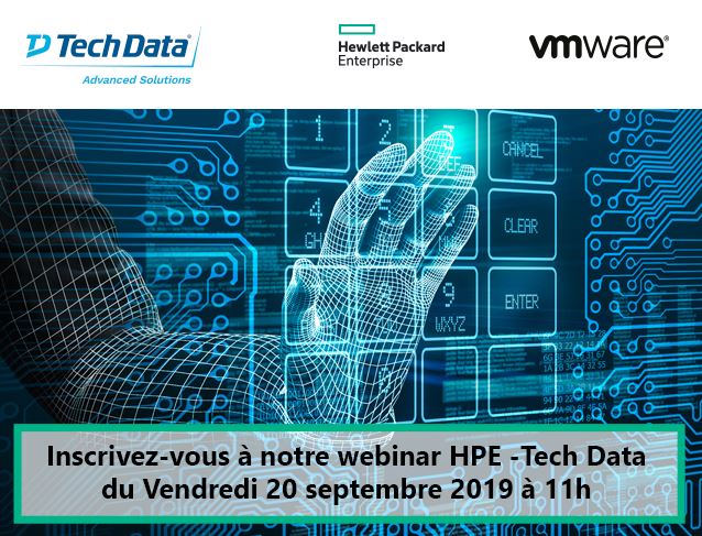 Webinar @TechData_FR #HPEServeurs Proliant et #VMware, le 20/09 à 11h. Pourquoi et comment virtualiser les serveurs #HPE ? En savoir plus et vous inscrire ow.ly/s76b50w4mV1