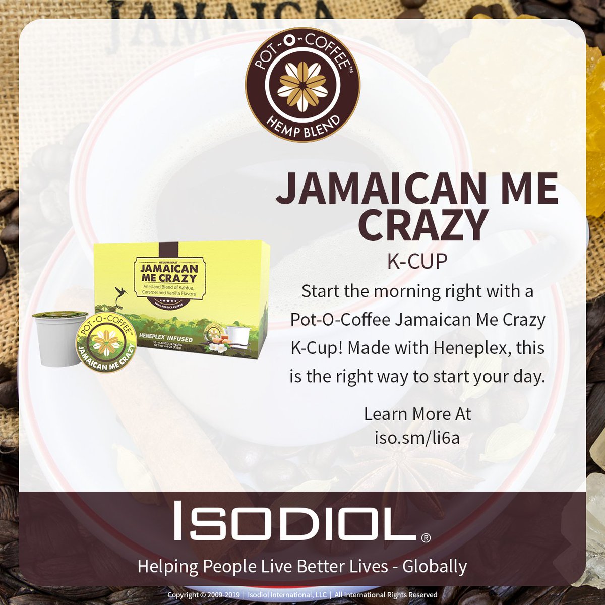 isodiol's tweet photo. Start the morning right with a Pot-O-Coffee Jamaican Me Crazy K-Cup! Made with Heneplex, this is the right
way to start your day.
It's a vacation in a cup! Get your own Pot-O-Coffee Jamaican
Me Crazy K-Cup right here https://t.co/sjFLxfMDlS.
#Isodiol #PotCoffee #CBD #Hemp https://t.co/etniI6Er8x