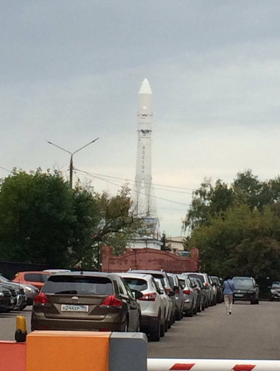 It is forbidden to make photos inside the perimeter of RSC Energia, so I can show you only the entrance and the  #Vostok rocket that stays on the territory. There is written on the entrance building: "Space begins here!".