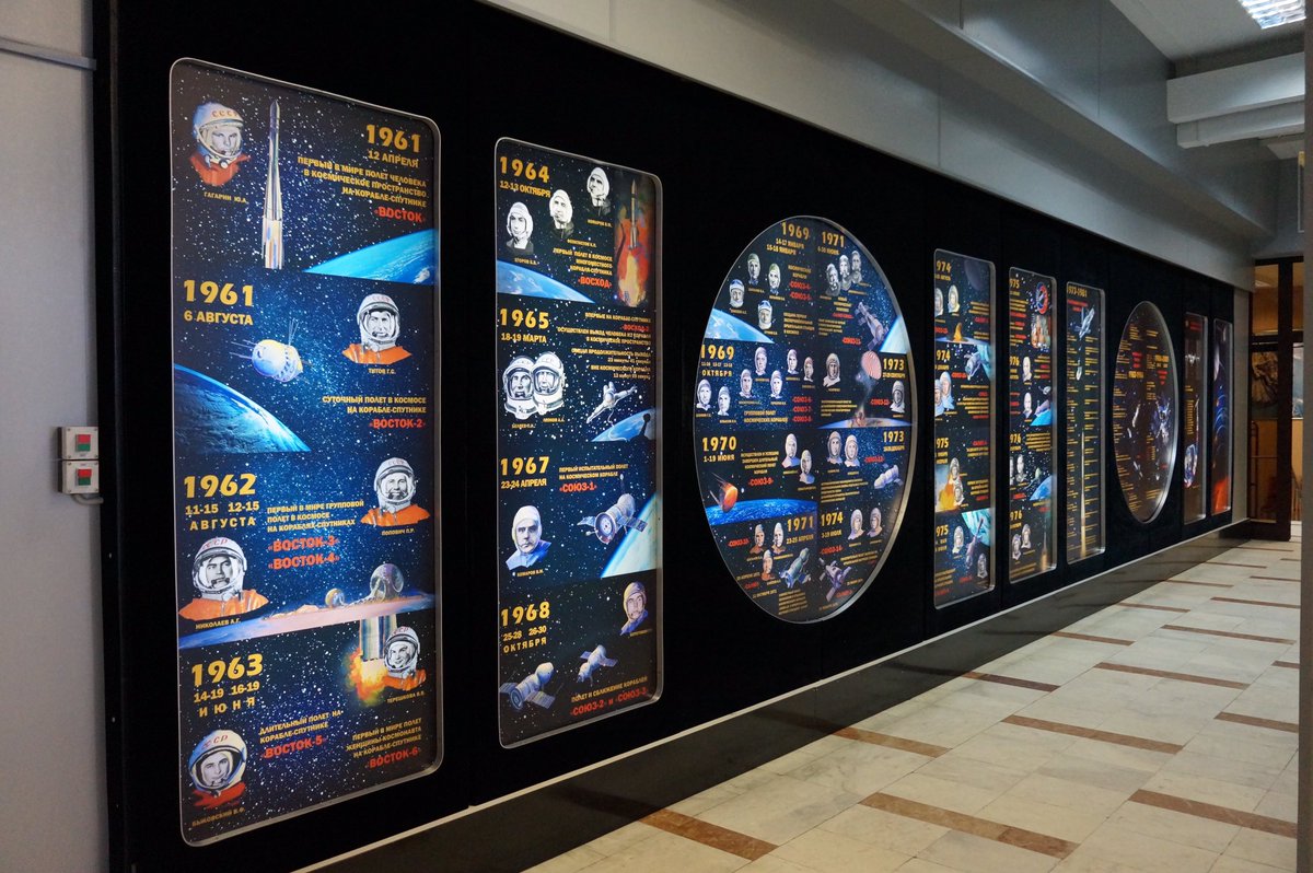 This is the hallway of the Museum with beautiful photos of rockets and the 1:1 mock-up of  #Sputnik, the first artificial Earth's satellite.