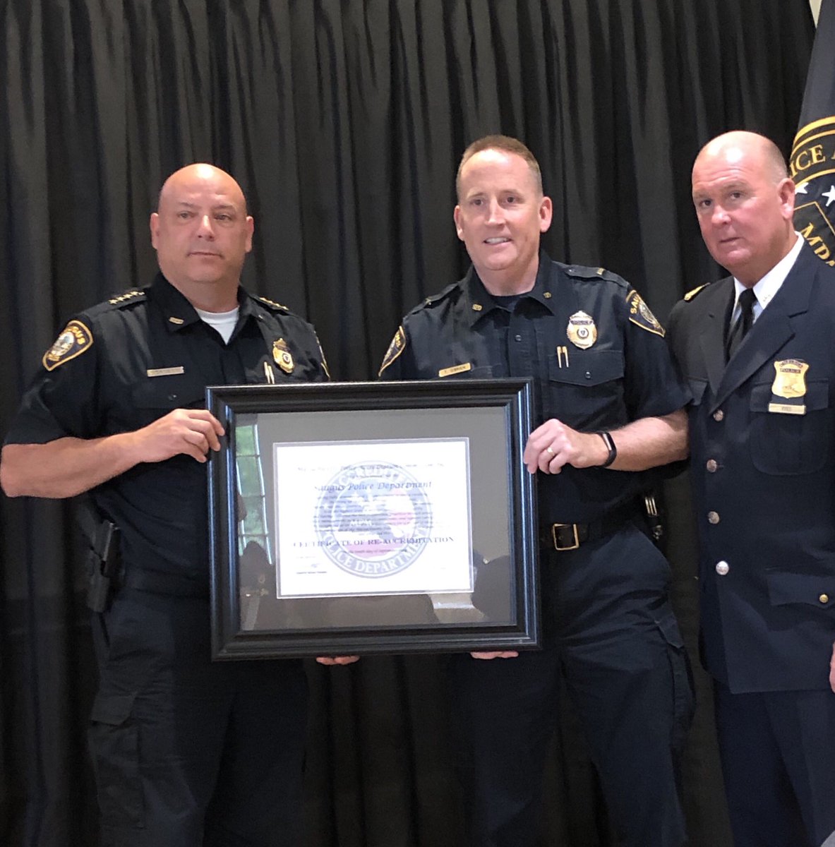 MassAccred's tweet photo. @SaugusPD Congrats Chief Goirgetti, Lt O’Brien and the entire Saugus PD team on the-accreditation today. https://t.co/5sRwGylKpP