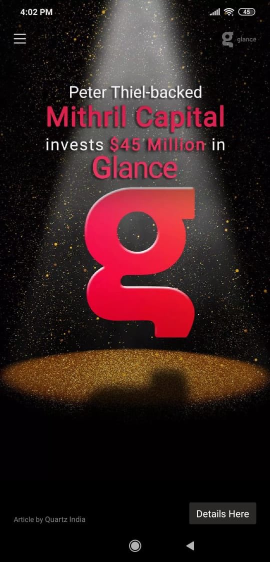 NaveenTewari's tweet photo. Very kicked to share that @glancescreen (part of @InMobi Group) has raised $45 million #funding from Mithril Capital. It's been a fantastic team effort to get to 50 million DAUs, an awesome customer experience and this milestone. Welcoming @Ajayatmithril on the Board of Glance. https://t.co/Q3zA4Ljv4Q