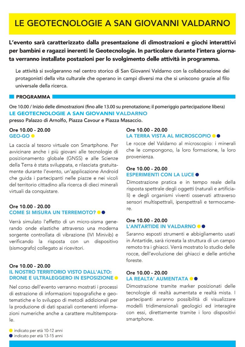 CgtUnisi's tweet photo. Ecco il programma dell'evento @brightoscana organizzato dal Centro di GeoTecnologie dell'@unisiena a San Giovanni Valdarno venerdì 27 Settembre 2019!
#nottedeiricercatori #bright19 #geotecnologie #valdarno
@comunesgv @comCavriglia https://t.co/aP1FrEqJVY