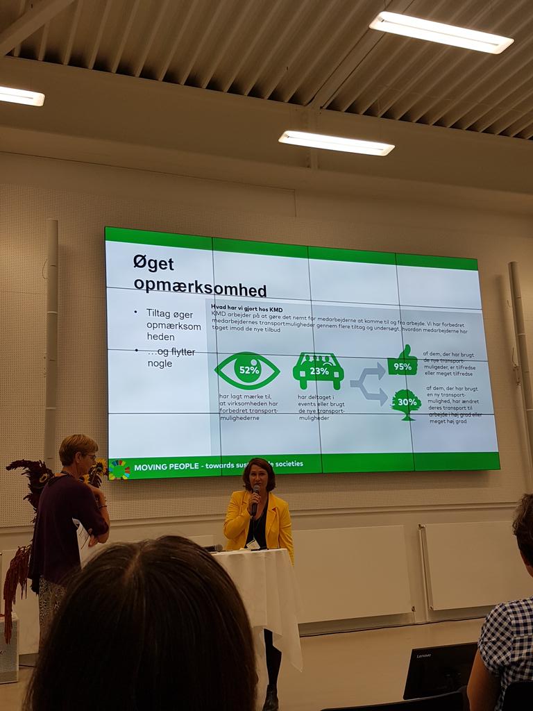Fortæller om grøn mobilitet på #movingpeople konferencen Towards sustainable societies fordi #KMDIT har reduceret CO2 fra  pendling til og fra Ballerup med næsten 10 pct.