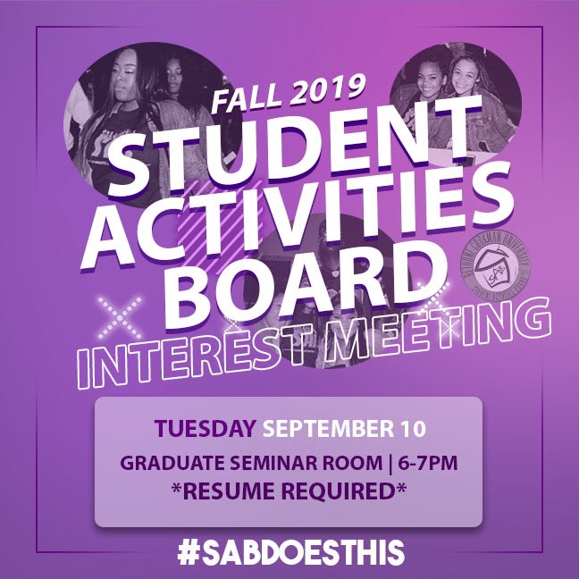 sab_bcu's tweet photo. Would you like to be on the team that is responsible for the student experience? Join us on 9/10 at the CCE in the graduate seminar room from 6-7pm! Resumes required! See you there‼️ #SABDoesThis🐯💥 #SABrebooted🔥 #BCU21 #BCU22 #BCU23 #Interestmeeting https://t.co/OlN3NwHVBp