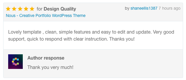 wpcodeex's tweet image. Another satisfied review and 5 star rating from our Nous Buyer #design #quality #portfolio #agency #wordpress #theme #5stars #review #rate themeforest.net/item/nous-crea…