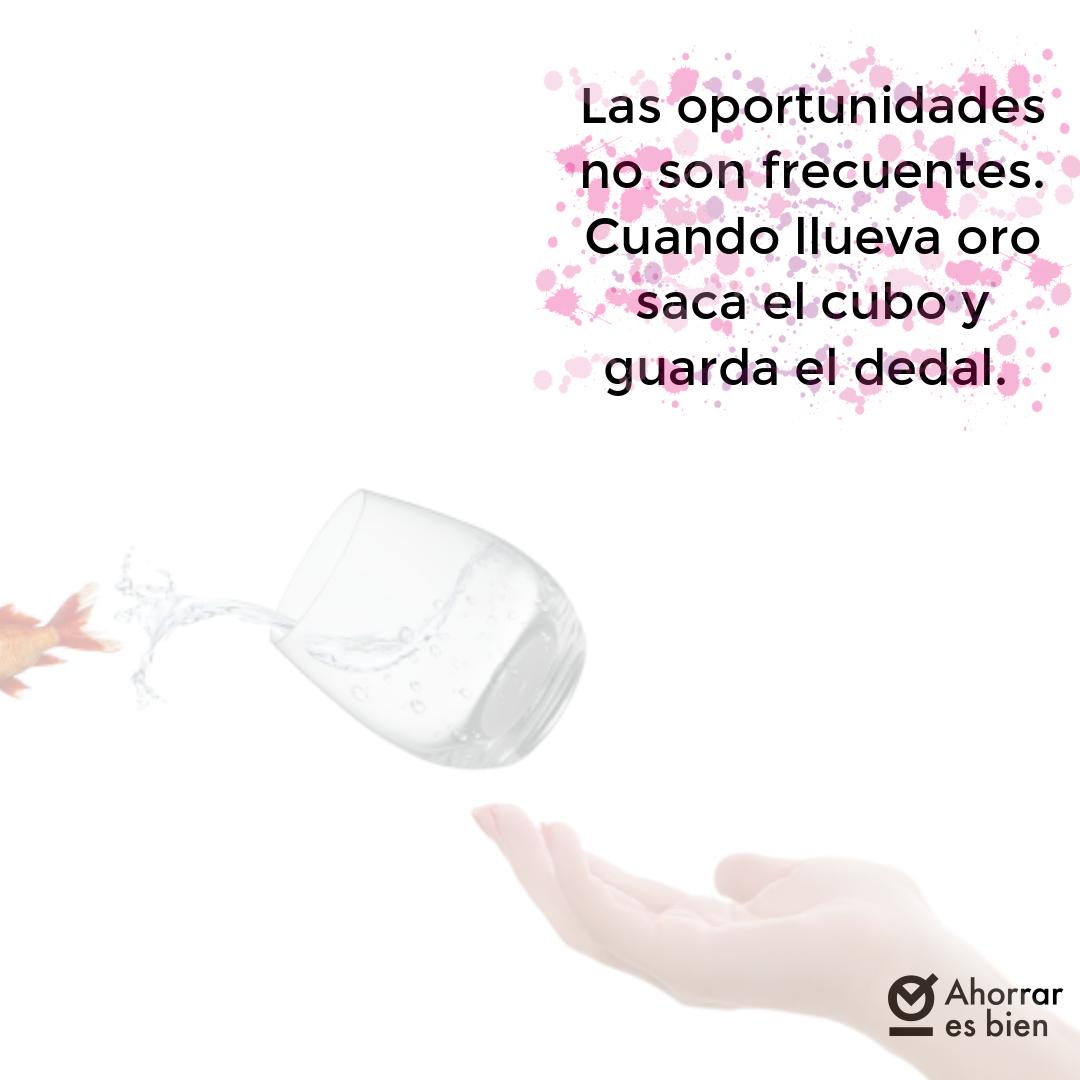 Las oportunidades no son frecuentes así que cuando llueva oro saca el cubo y guarda el dedal.
🍀
#oportunidad #suerte #ahorraresbien #emprendimiento