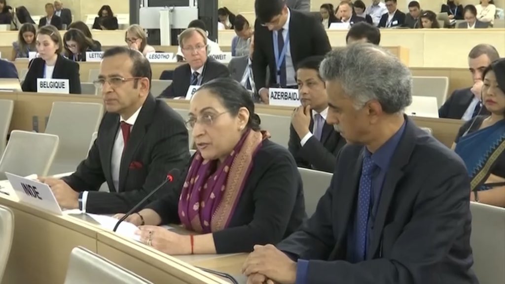 MEAIndia's tweet photo. Setting the record straight.

India at the 42nd Session of  the Human Rights Council - “The world is aware that this fabricated narrative comes from the epicentre of global terrorism, where ring leaders were sheltered for years.” 

https://t.co/XkfBDw3ted https://t.co/dxf8TsjkM2