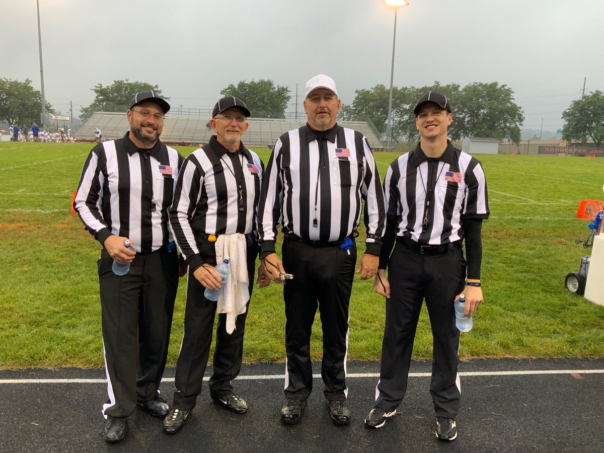 JohnMarshallFF's tweet photo. John Marshall Football would like to thank this fine officiating crew for working our JV game last night in the rain! Thank you for your dedication!  @RAOAMN
 @MSHSL_Officials @MSHSLjohn #ThankARef https://t.co/HBwQHqvrIu