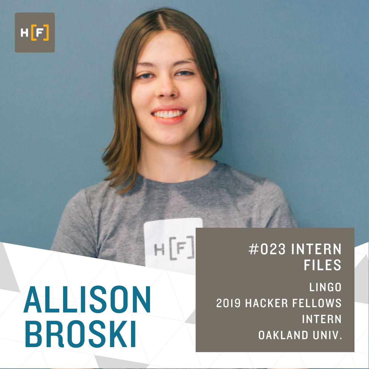 Allison Broski, #HackerFellows #Intern and #SoftwareEngineer at Lingco Language Labs writes about her first real #programming experience. 

Read about her summer internship experience: 
hackerfellows.com/stories/alliso…

<a href="/oaklandu/">Oakland University</a> <a href="/GrizzHacks/">GrizzHacks</a>