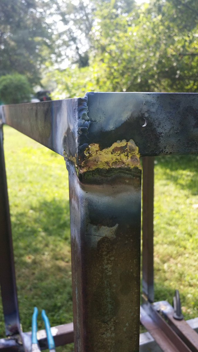 Brazing uses a dissimilar material (here I am using bronze--horizontal filler plane)Brazing requires less heat & is faster (for me) my torch is great for the typical copper found in HVAC but not really large enough for this work (ESAB Purox W-200) so I only weld when I have to.