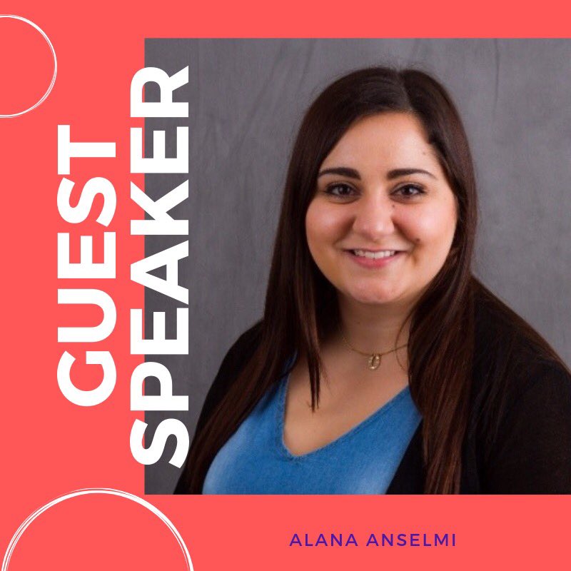 FlyerPRSSA's tweet image. Today’s guest speaker is our past PRSSA President Alana Anselmi. Join us at today’s meeting in SJ room 025 at 6:30pm to hear about Alana’s career at KemperLesnik!