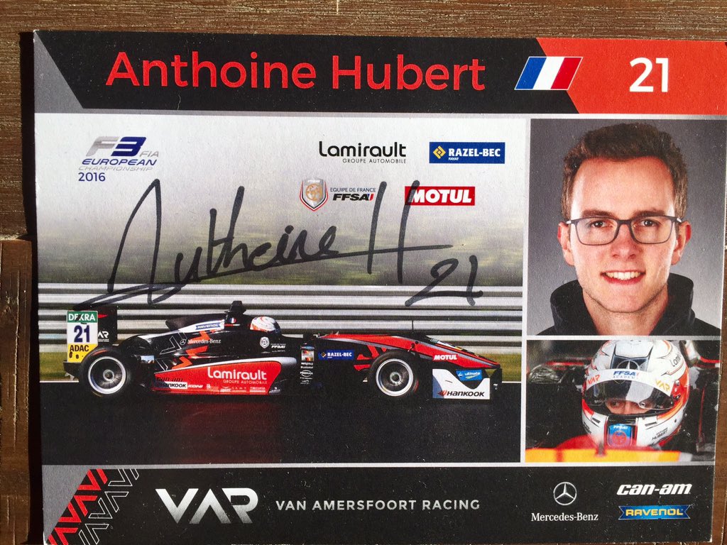 PatrickG1976's tweet photo. @ARTGP @AnthoineH Still can’t believe you’re gone @AnthoineH😢 I still remember the nice conversation we had at the @nuerburgring in 2017, when you were racing in the #F3 and you gave me your signed “business card”. I am “happy" now that I have kept it... #RIPAnthoineHubert https://t.co/UZBwG8hg9Y