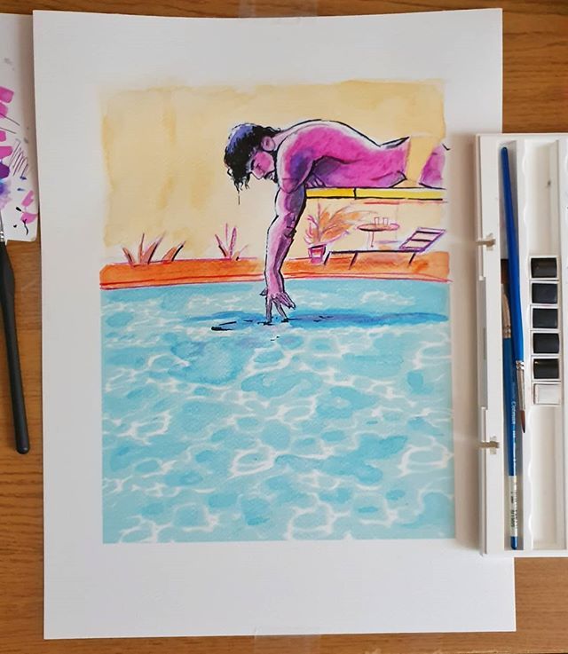 A watercolor + ink version of Narcissus. I should try with acrylics next time for more intensity. #egorodriguez #illustration #watercolor #inkdrawing #narcissus #greekmyth #artaesthetic ift.tt/31dsGdc