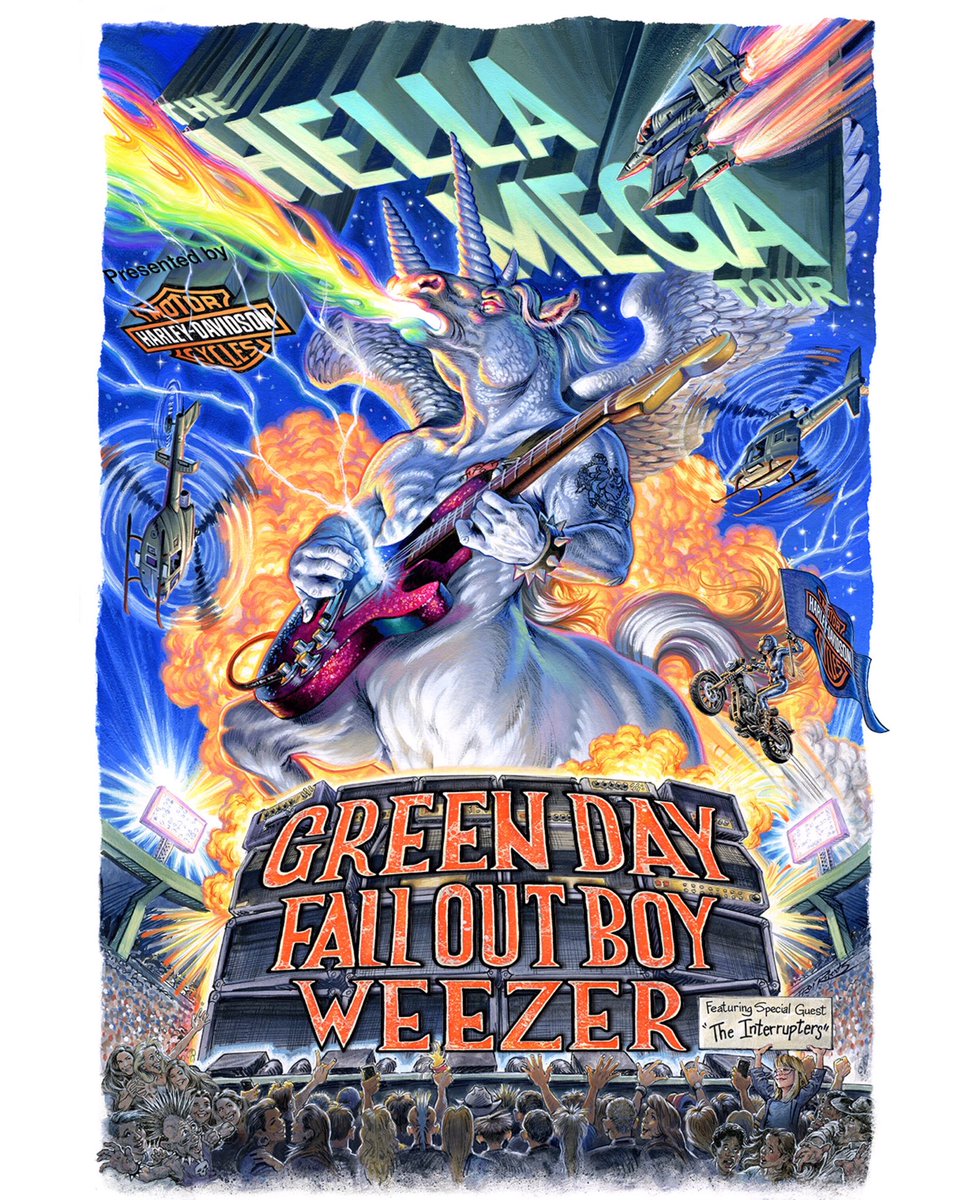 Interruptweets's tweet photo. SECRET’S OUT!! There are no words to describe how grateful we are to be a part of the @HellaMegaTour with @GreenDay, @Falloutboy, and @Weezer! Thank you for inviting us to the biggest party on planet earth! 🥳🌈🔥🦄 
#GreenDay #FallOutBoy #Weezer #TheInterrupters #HellaMegaTour https://t.co/XZDAtg4w6w