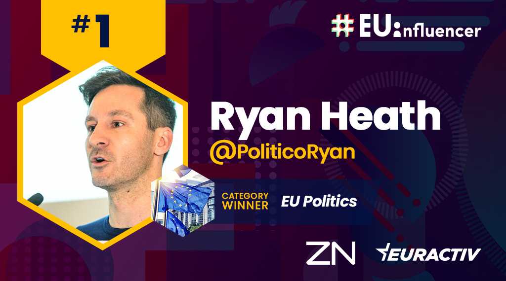 For the third time in a row @PoliticoRyan is number-1 #EUinfluencer 🏆 Heath also ranks #1 in the EU Politics category. We will miss his distinctive voice in the #BrusselsBubble (and his coffee guidance)