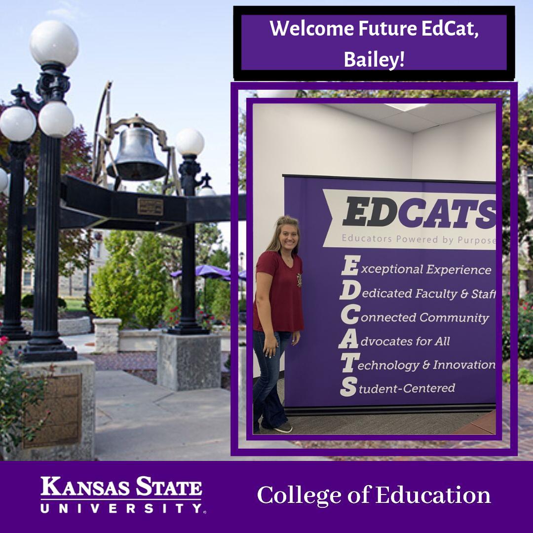 ksuedcats's tweet photo. Bailey, thank you for visiting the College of Education yesterday! We had a great time meeting with you and know you'd make a perfect fit in our #EdCats family! #FutureEdCat 🍎👩🏫 https://t.co/nFamfb2xPT