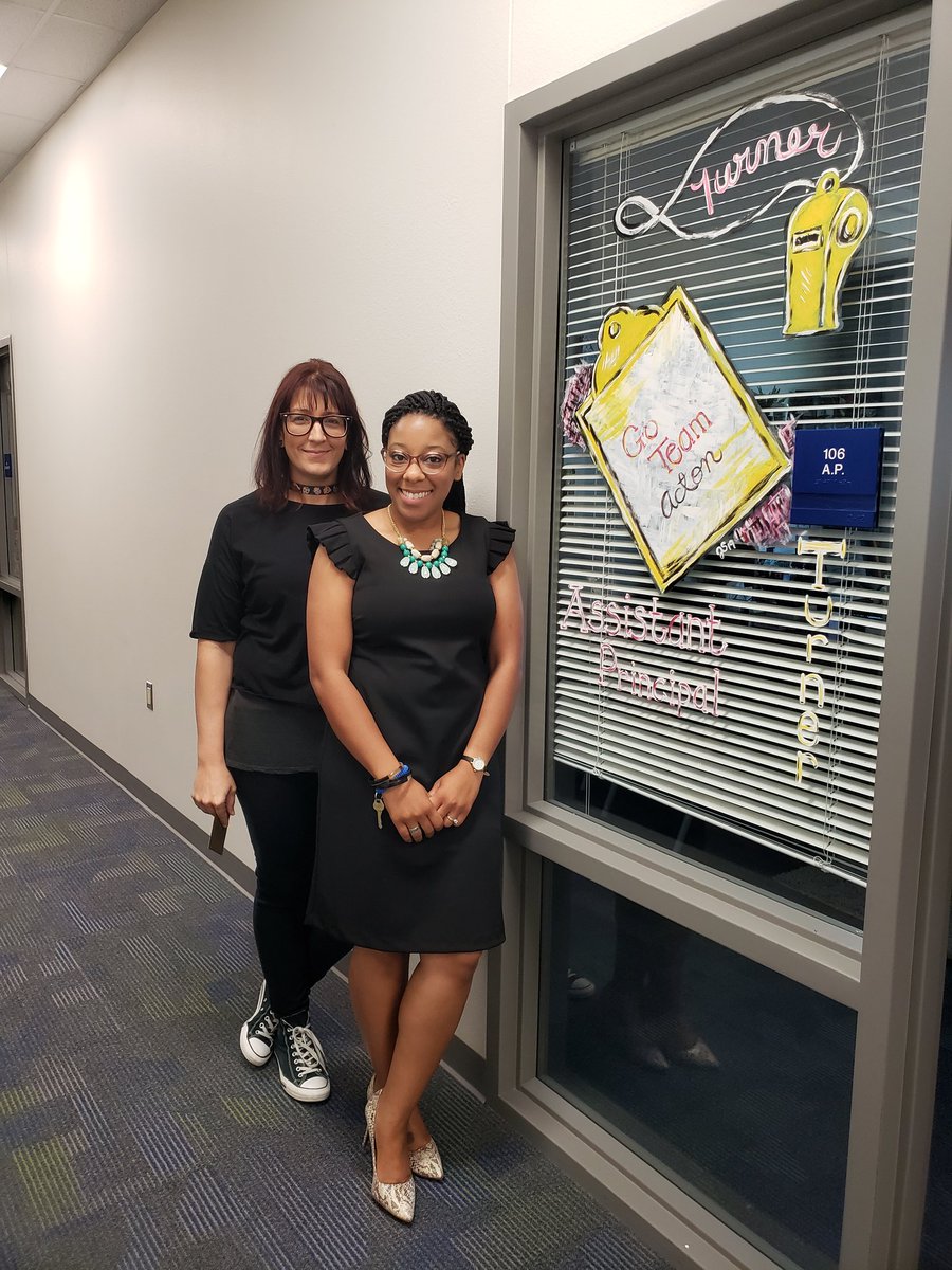 DericaTurner's tweet image. Walked in this morning to a pleasant surprise!!! My office window is complete. I&apos;m official, all I needed was a whistle!! &quot;I&apos;m going in!&quot;🎵🎶 Mrs. Shogreen&apos;s (ShoSho)artistic skills are 🔥🔥.#ActonTweets #ActonAP #GlowGrowGo