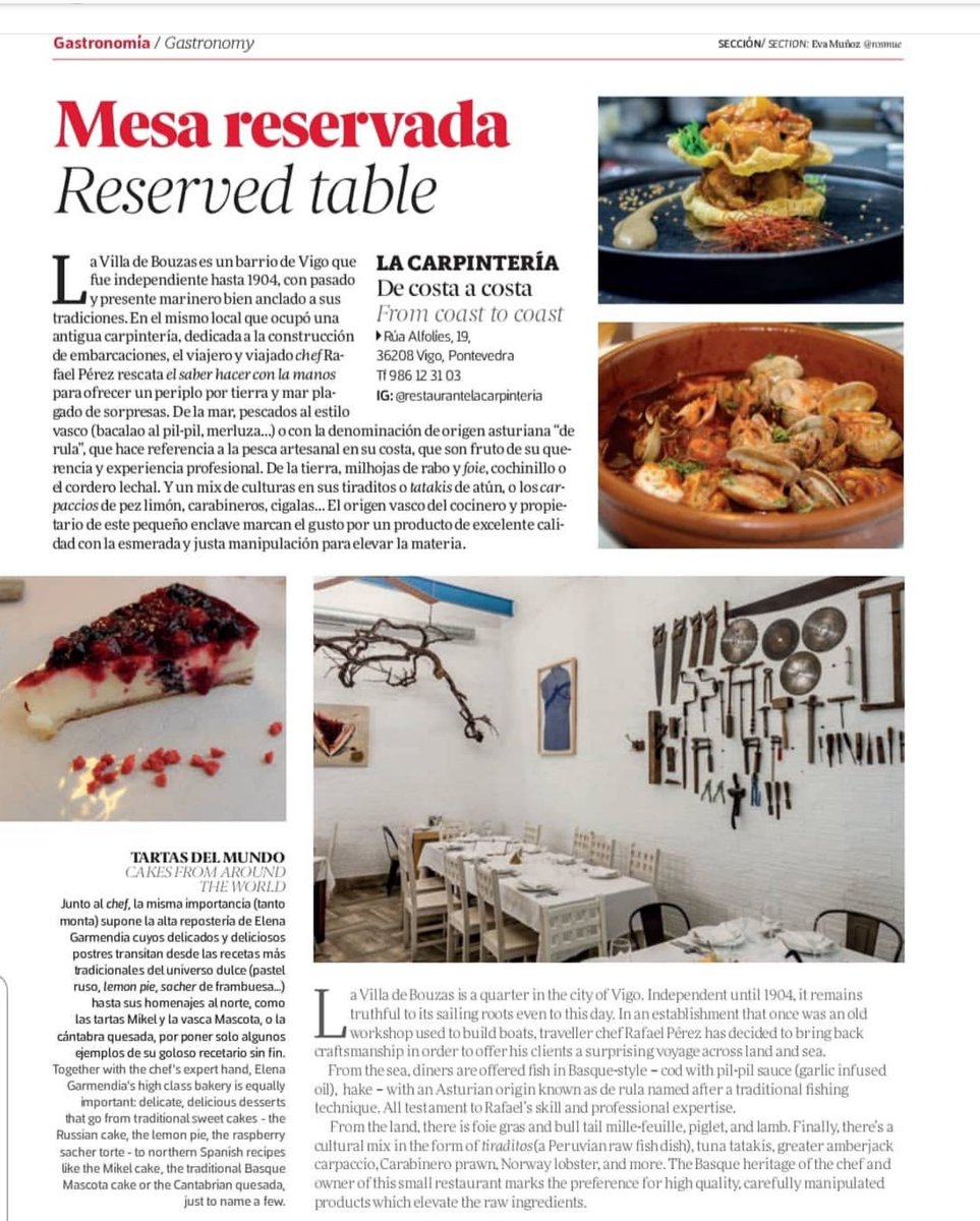 Estamos muy agradecidos a la periodista gastronómica Eva Muñoz @rosmue de Air nostrum Inflight magazine, que escribió un artículo maravilloso sobre nosotros.