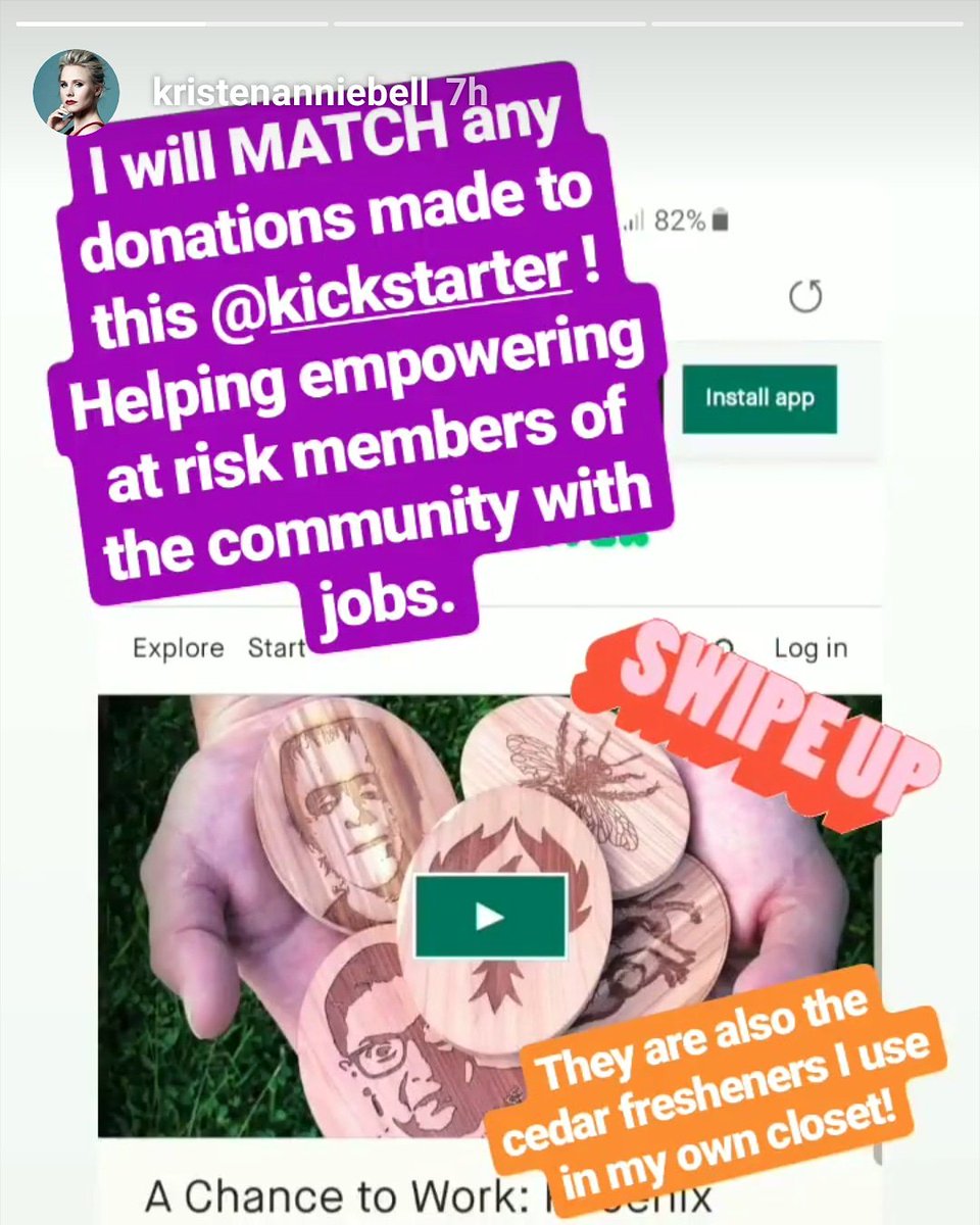 phoenixsawdust's tweet photo. We are making a new hashtag, #KristenBellisrad -- please everyone use it! @KristenBell #kristenbell @chrissyteigen @oprah @daxshepard she is matching pledges on our @kickstarter ! https://t.co/3gLka0K79E . We are so thankful! https://t.co/PuU3x0G7nU